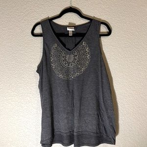 Knox Rose Hi Low tank with front gold detail - XL Gray